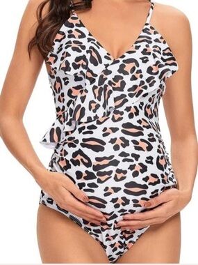 Maternity Leopard Print One-Piece Swimsuit